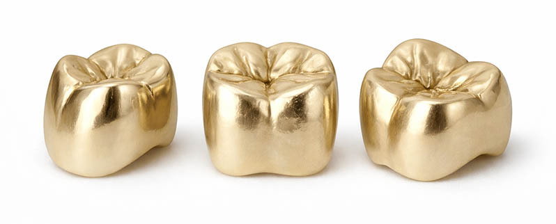 Gold alloy dental crown with functional occlusal anatomy designed for long-lasting posterior tooth restoration
